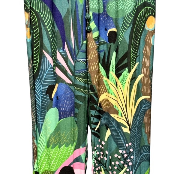 Farm Rio Anthropologie Tropique Tropical Bird Printed Elastic Waist Pants - Picture 7 of 14